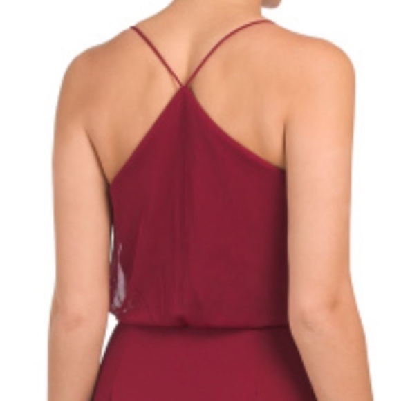 Alfred Sung Chiffon Blouson Gown in Burgundy Size 8 - Picture 5 of 5